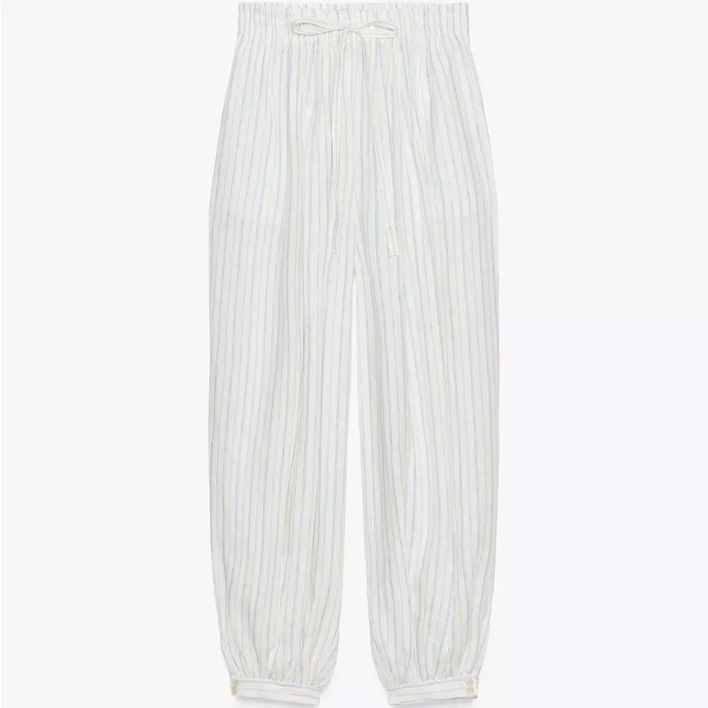 Zara 100% Linen Balloon Pants New